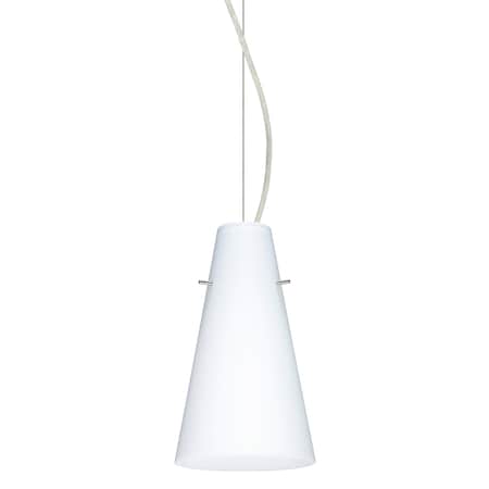 Besa Lighting Cierro Cable Pendant, Opal Matte, Satin Nickel Finish, 1x100W Incandescent 1KX-412407-SN